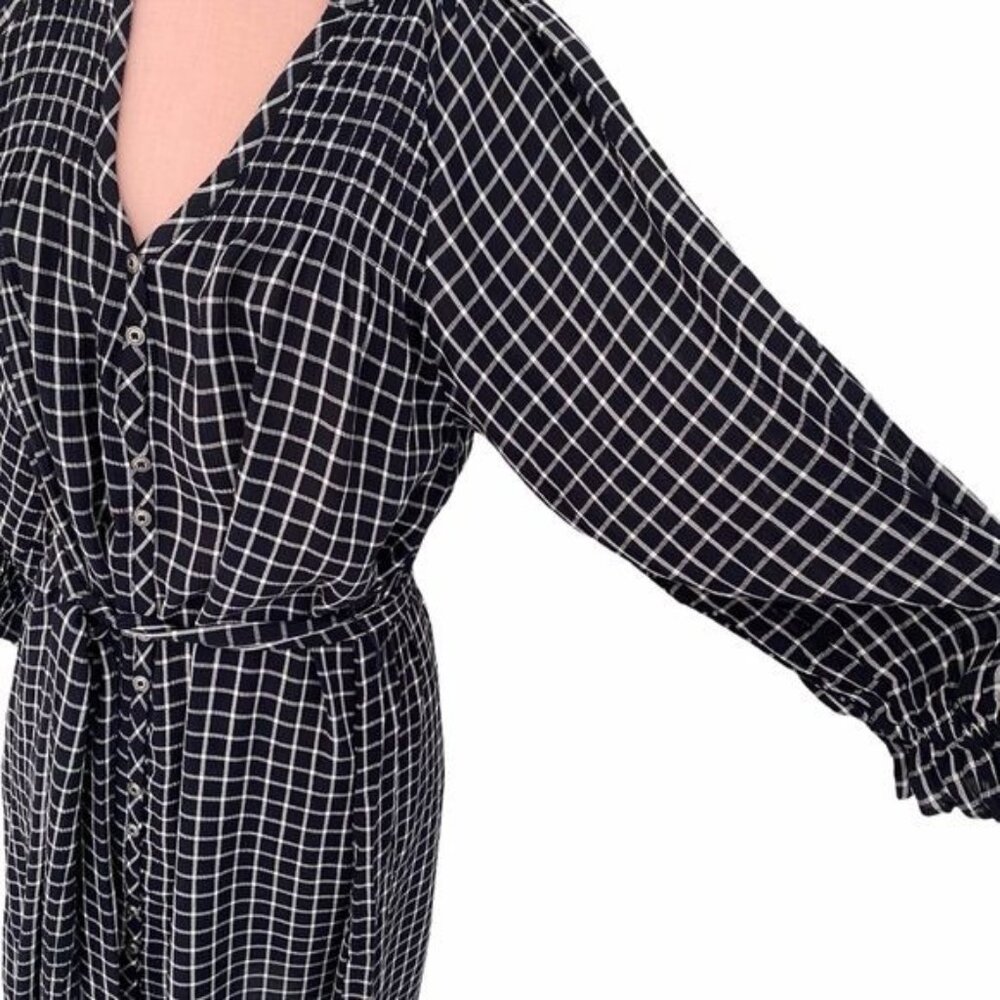Anthropologie Maeve Sara Smocked Shirtdress in Navy Size XS NWT - Picture 8 of 14